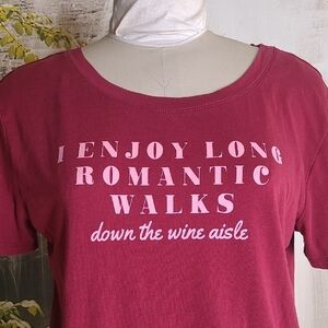 Fifth Sun Womens XL burgundy wine Romantic Walks Down the Wine Aisle Tshirt